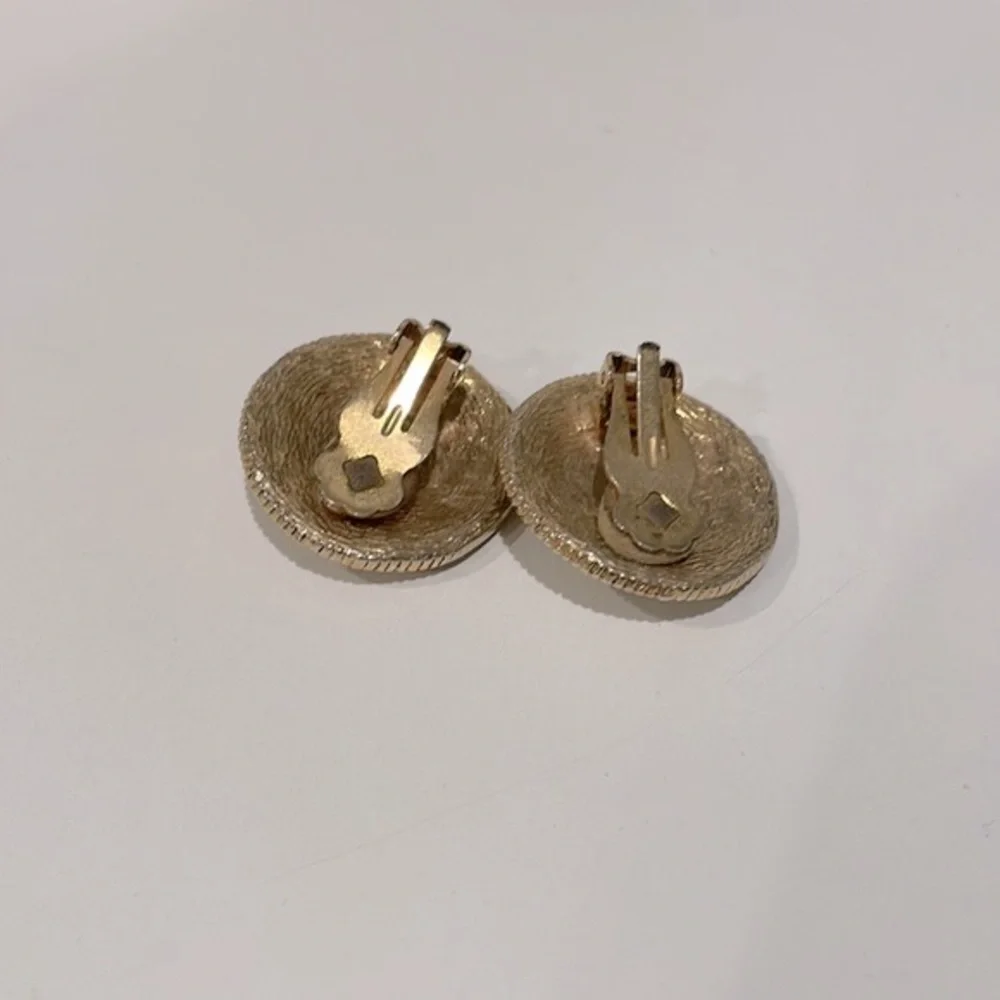 Vintage Costume Byzantine Button Earrings.